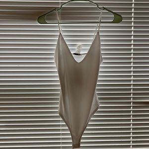 FashionNova White V-neck Bodysuit